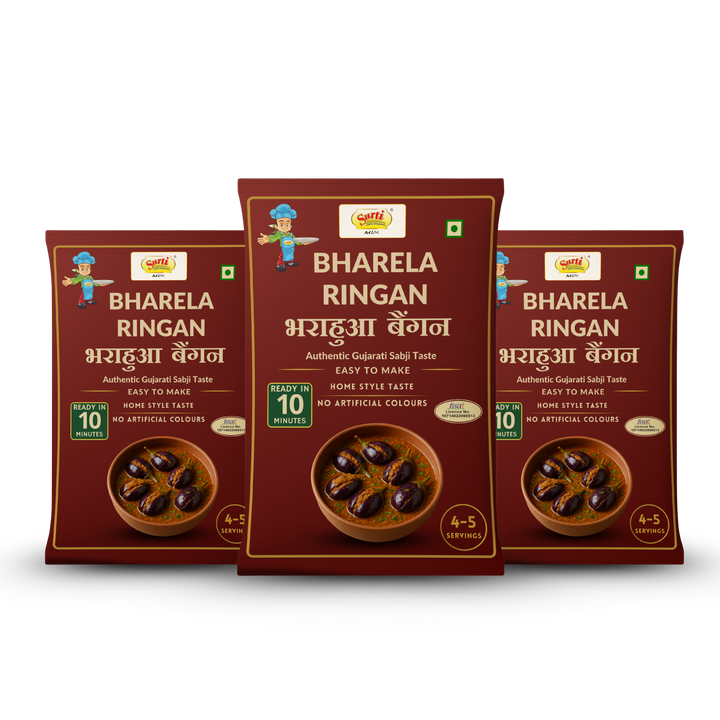 Surtimix Bharela Ringan Gujarati sabji Gravy Masala – भरेला रिंगण गुजराती सब्जी ग्रेवी मसाला – Authentic Spicy & Flavorful Blend |Pack Of 3|