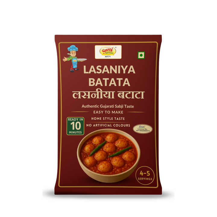 Surtimix Lasaniya Batata Gujarati sabji Gravy Masala – लहसुणिया बटाटा गुजराती सब्जी ग्रेवी मसाला – Spicy & Garlicky Gujarati Flavor