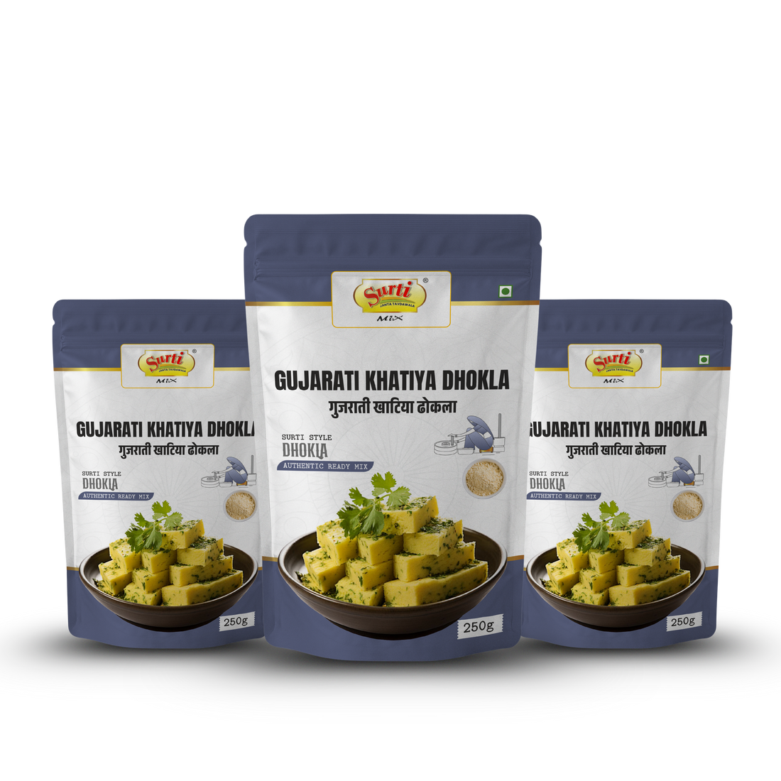 Surtimix Gujarati Khatiya Dhokla – गुजराती खाटिया ढोकला – Traditional Tangy & Fluffy Snack  |Pack Of 3|
