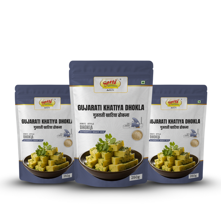 Surtimix Gujarati Khatiya Dhokla – गुजराती खाटिया ढोकला – Traditional Tangy & Fluffy Snack  |Pack Of 3|