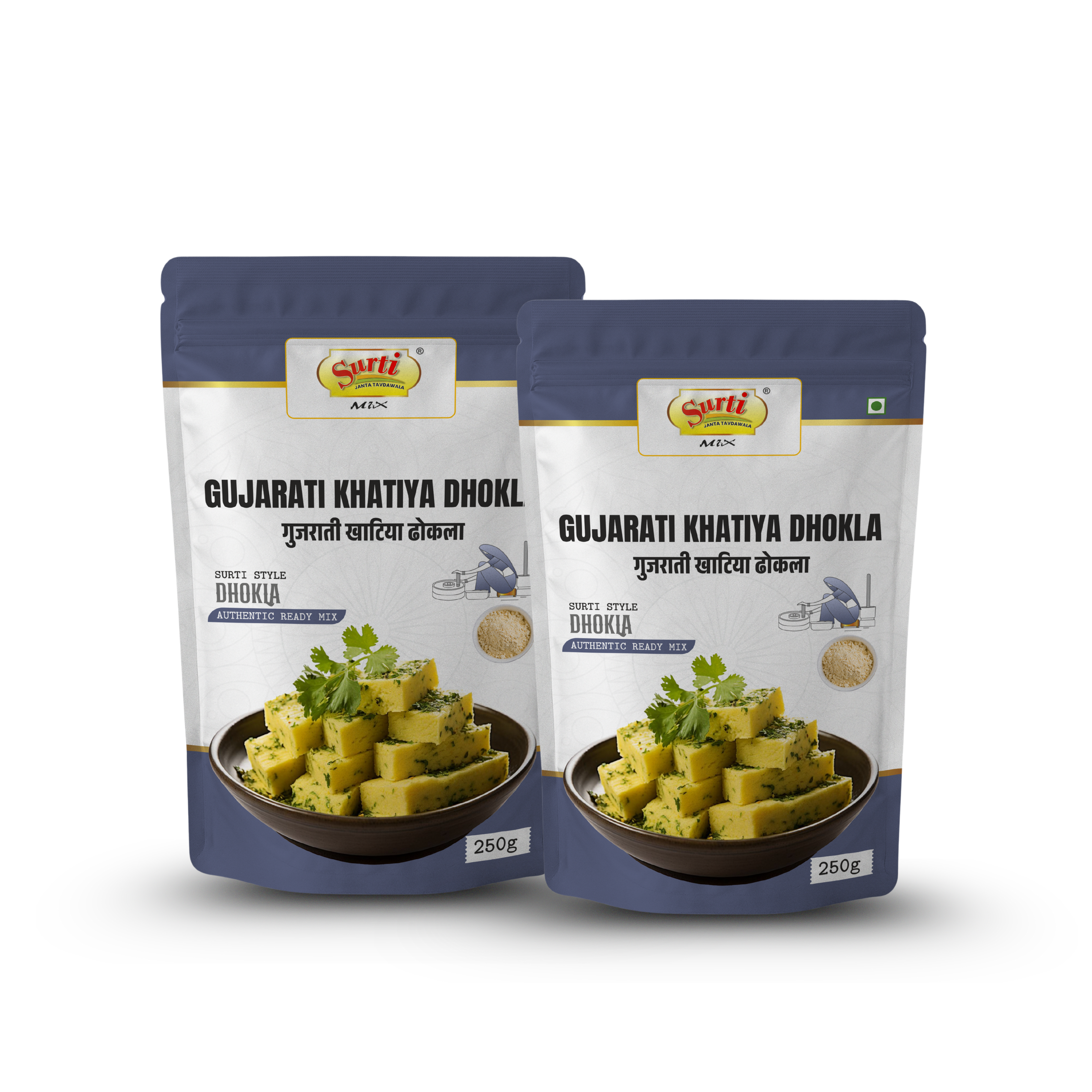 Surtimix Gujarati Khatiya Dhokla – गुजराती खाटिया ढोकला – Traditional Tangy & Fluffy Snack  |Pack Of 2|