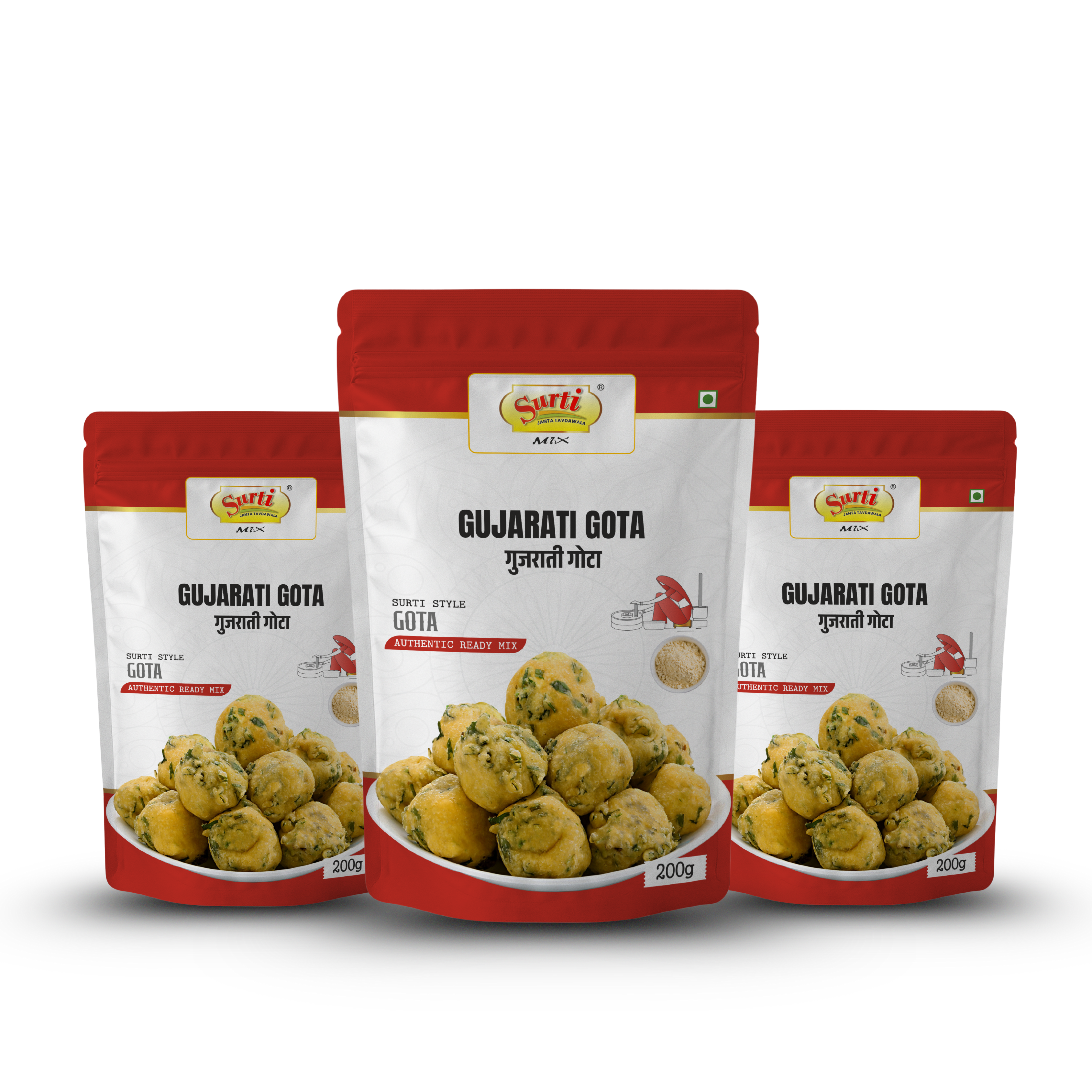 Surtimix Gujarati Gota Atta – गुजराती गोटा आटा – Crispy & Spicy Farsan Mix  |Pack Of 3|