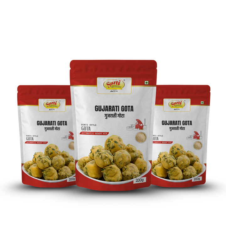Surtimix Gujarati Gota Atta – गुजराती गोटा आटा – Crispy & Spicy Farsan Mix  |Pack Of 3|
