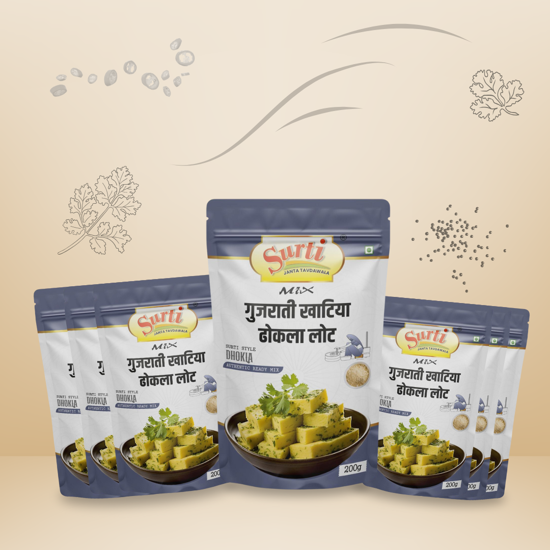 सुर्टिमिक्स गुजराती खटिया ढोकला - गुजराती खटिया ढोकला - पारंपरिक तीखा और फूला हुआ नाश्ता, 250 ग्राम (3 पैक) | 500 ग्राम (3 पैक) | 1 किग्रा (1 पैक)