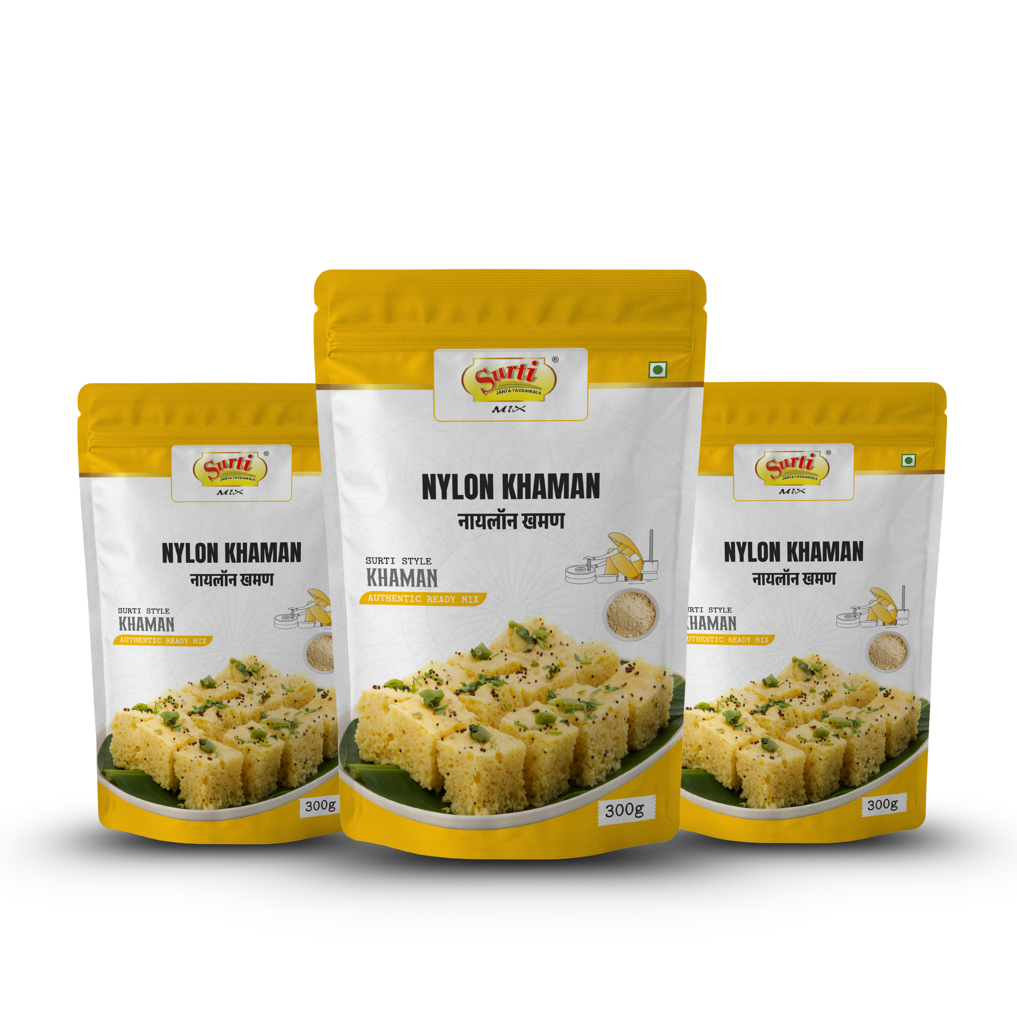 SurtiMix Nylon Khaman Atta - सूरतमिक्स नायलॉन खमन - – Soft & Spongy Gujarati Snack Mix  |Pack Of 3|
