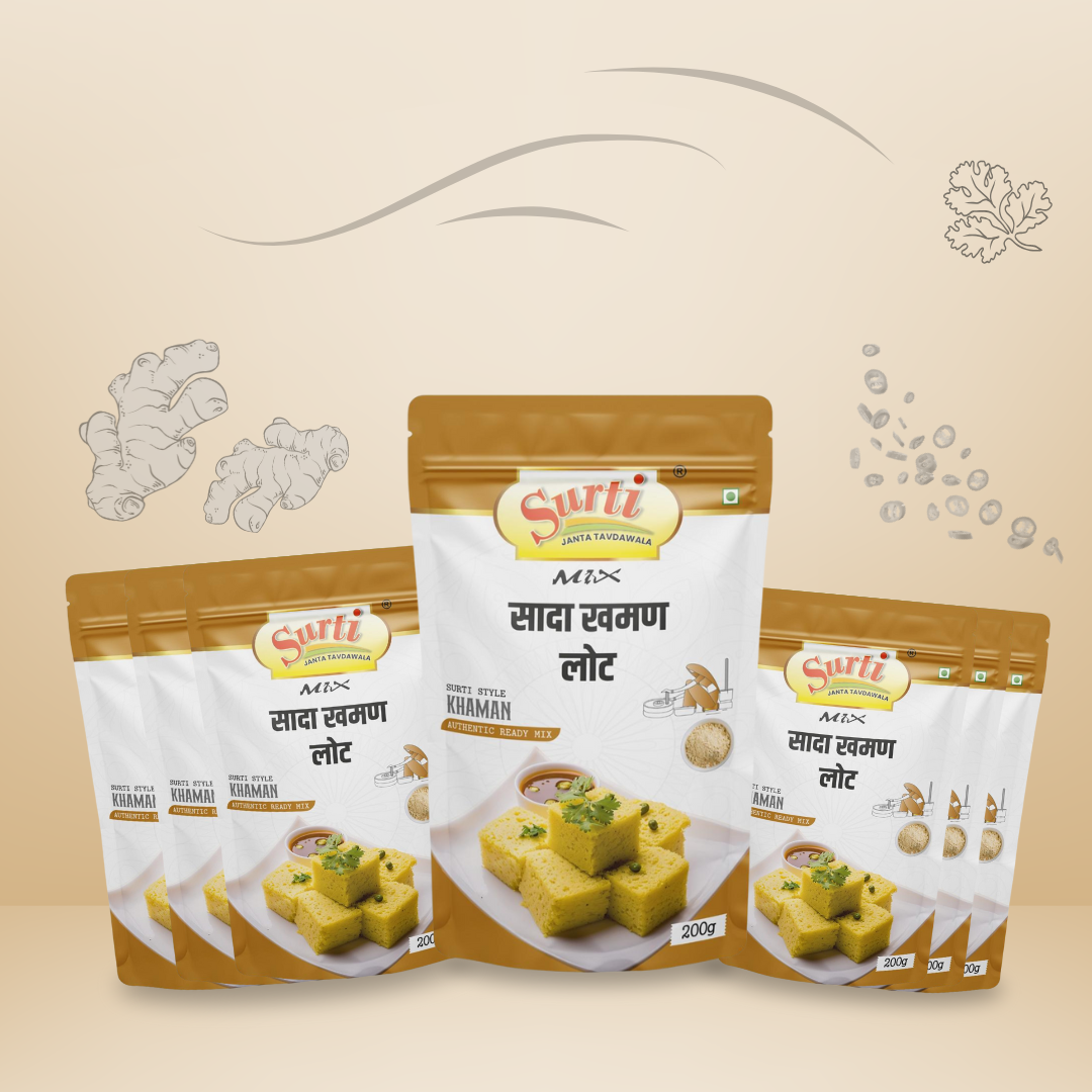 सुर्टिमिक्स सादा खमन आटा - सादा खमन आटा - नरम और स्पंजी गुजराती स्नैक मिक्स, 250 ग्राम (3 पैक) | 500 ग्राम (3 पैक) | 1 किग्रा (1 पैक)