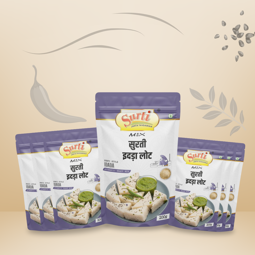 Surtimix Surti Idada Atta – सुरती इडड़ा आटा – Soft & Fluffy Gujarati Steamed Snack, 200g (1 Packs) | 400g (1 Packs) | 600g (1 Packs) | 1kg (1 Pack)