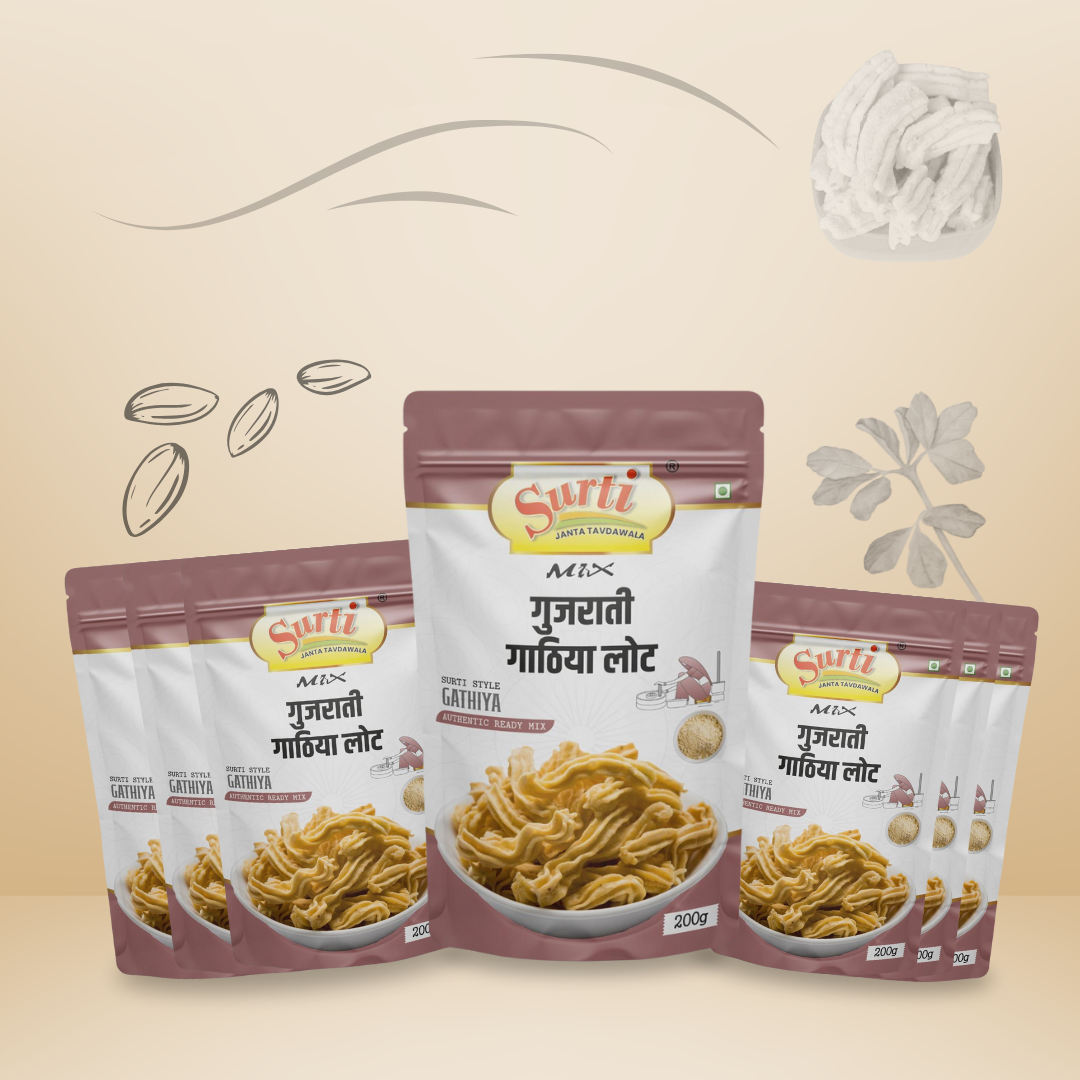 Surtimix Premium Soft Gujarati Gathiya Atta – गुजराती गाठिया आटा – Crispy & Authentic Snack Mix, 250g (3 Packs) | 500g (3 Packs) | 1kg (1 Pack)
