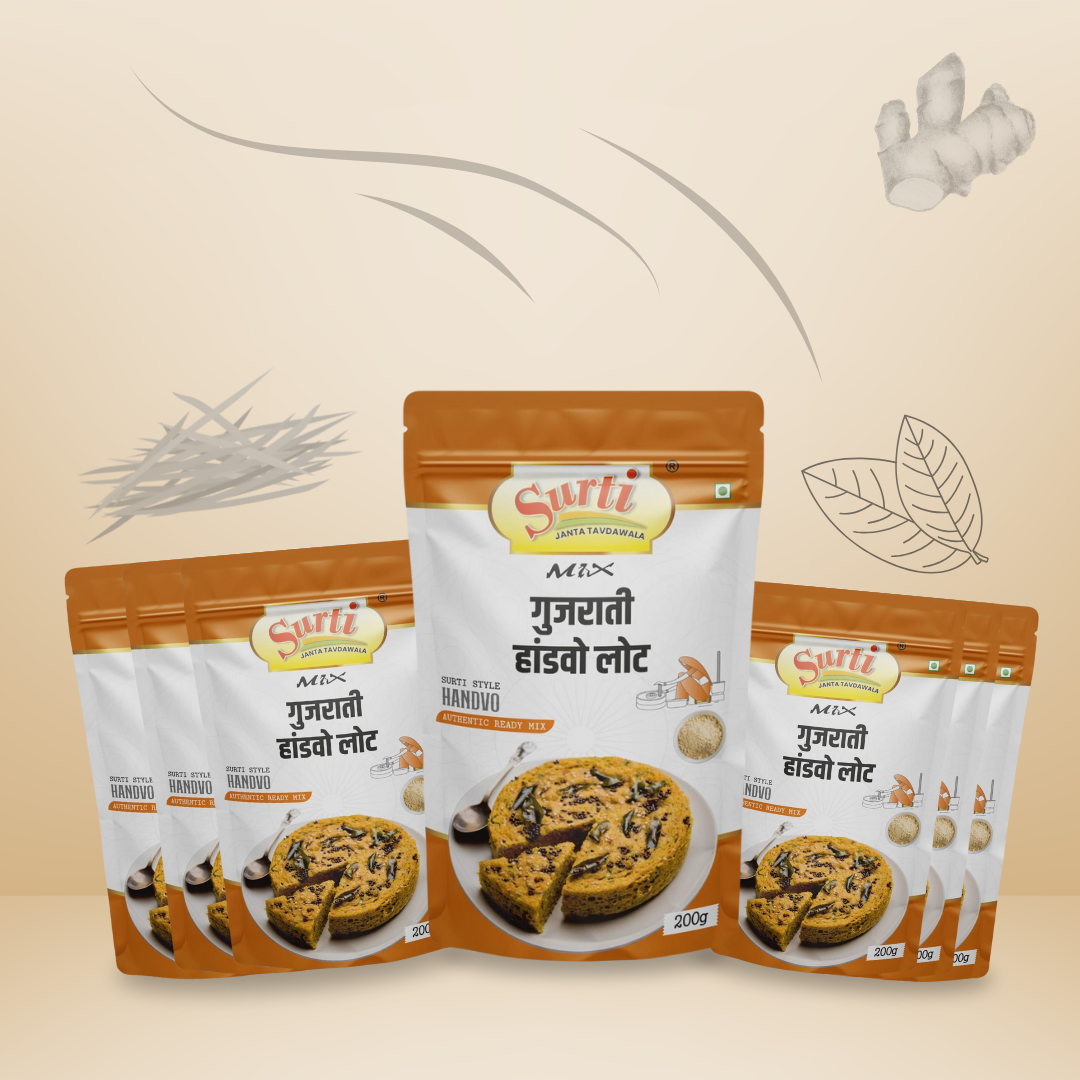सुर्टिमिक्स हांडवो आटा - हांडवो आटा - पारंपरिक गुजराती सेवरी मिक्स, 200 ग्राम (3 पैक) | 500 ग्राम (3 पैक) | 1 किग्रा (1 पैक)