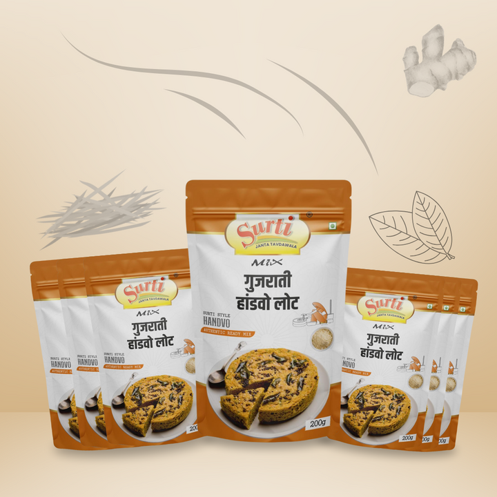 Surtimix Handvo Aata – हांडवो आटा – Traditional Gujarati Savory Mix, 200g (3 Packs) | 500g (3 Packs) | 1kg (1 Pack)