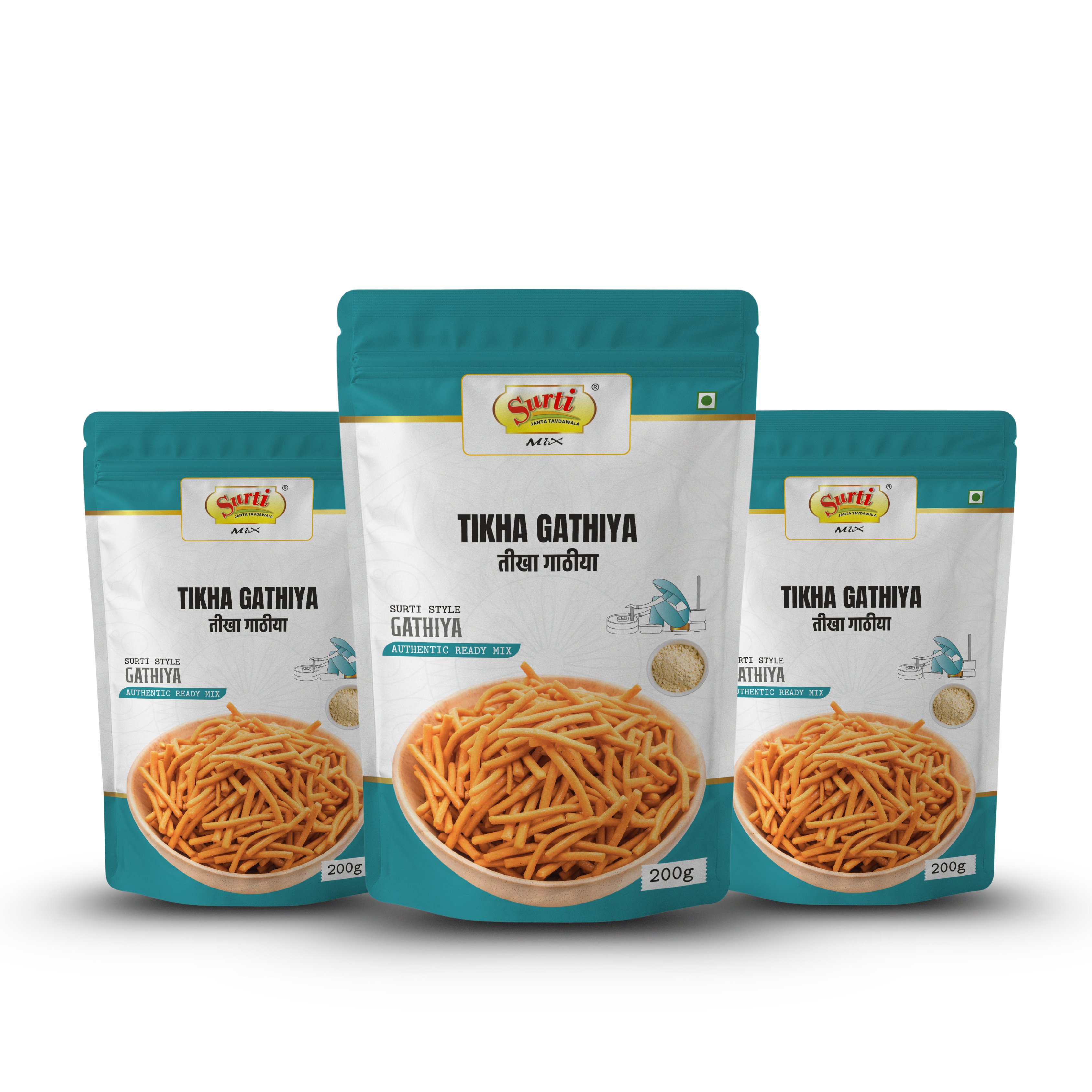 Surtimix Tikha Gathiya Atta – तीखा गाठिया आटा – Spicy & Crispy Gujarati Snack Mix  |Pack Of 3|