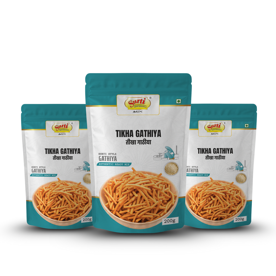Surtimix Tikha Gathiya Atta – तीखा गाठिया आटा – Spicy & Crispy Gujarati Snack Mix  |Pack Of 3|