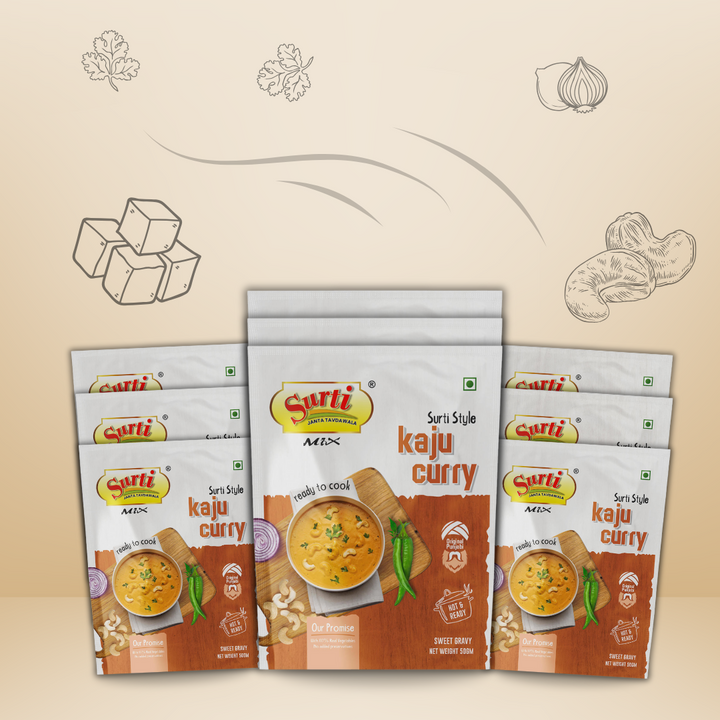Surtimix Kaju Curry Punjabi Sabji Gravy Masala – काजू करी पंजाबी सब्जी ग्रेवी मसाला – Rich & Royal Flavor, 40g (3 Pack) | 80g (3 Pack) | 160g (3 Pack)