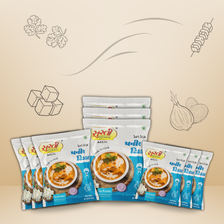 Surtimix પનીર ટિક્કા પંજાબી સબજી ગ્રેવી મસાલા – पनीर टिक्का पंजाबी सब्जी ग्रेवी मसाला – રિચ એન્ડ સ્મોકી રેસ્ટોરન્ટ-સ્ટાઈલ ફ્લેવર, 40 ગ્રામ (3 પેક) | 80 ગ્રામ (3 પેક) | 160 ગ્રામ (3 પેક)