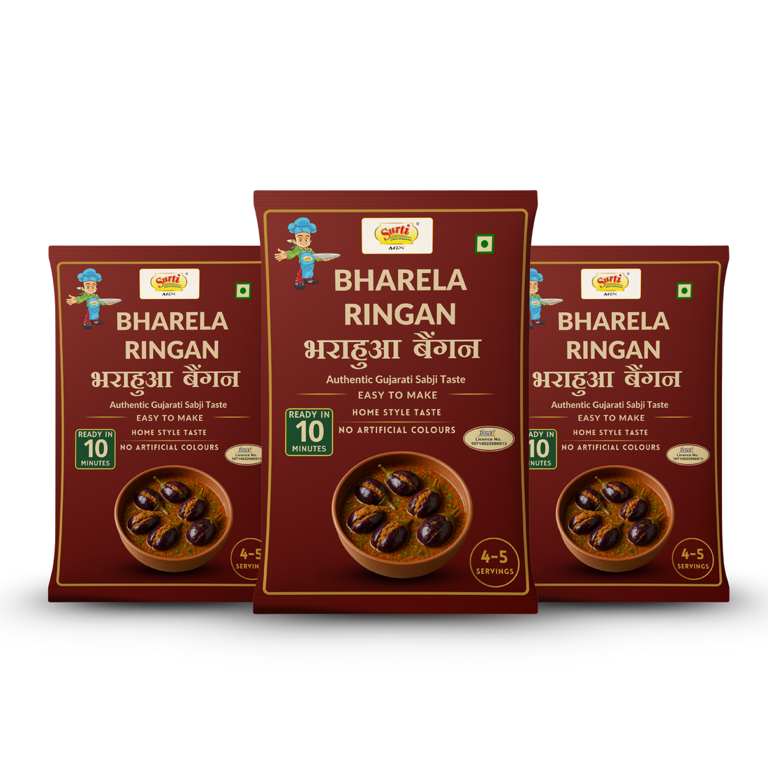 Surtimix Bharela Ringan Gujarati sabji Gravy Masala – भरेला रिंगण गुजराती सब्जी ग्रेवी मसाला – Authentic Spicy & Flavorful Blend |Pack Of 3|