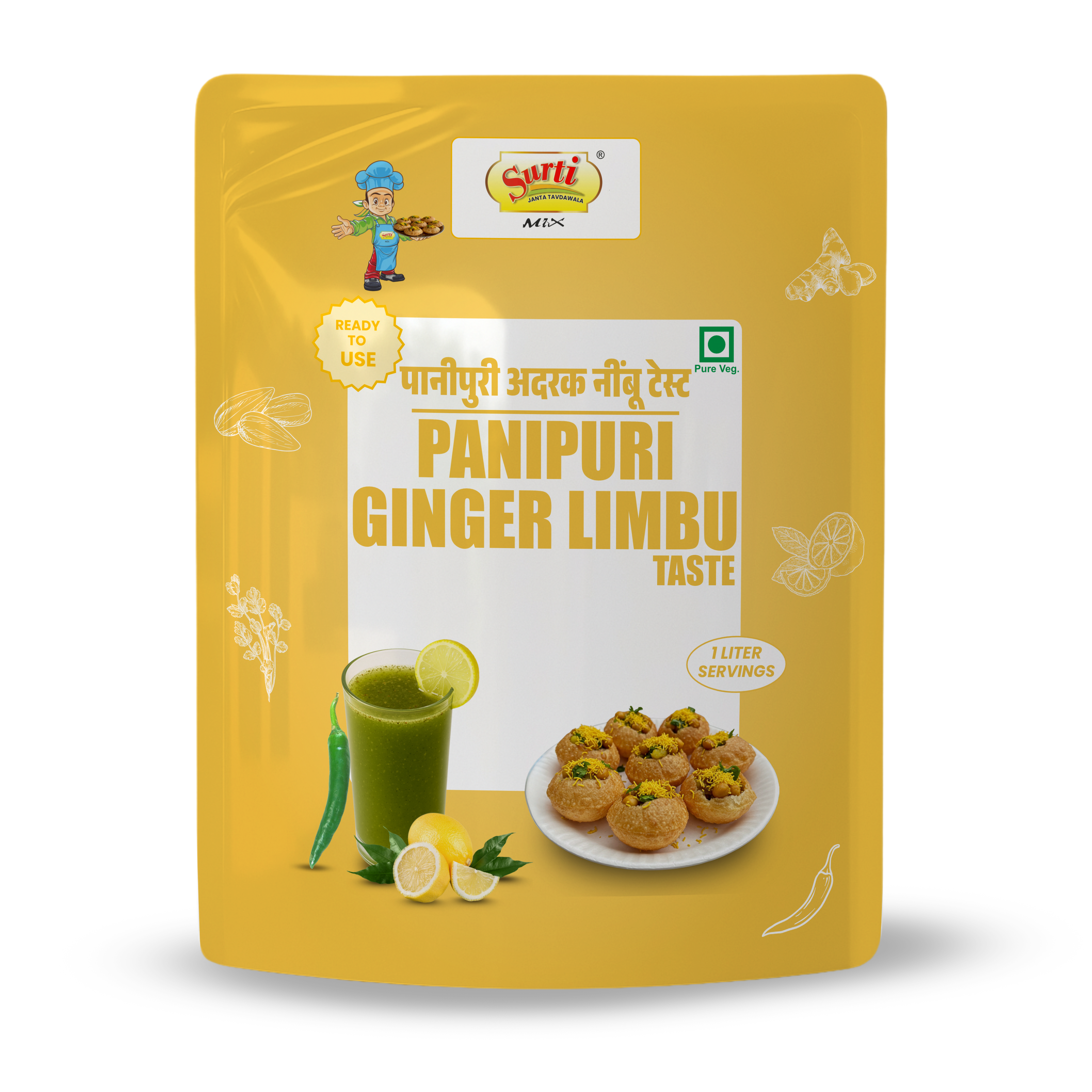Surtimix PaniPuri | Gol Gappa Paste  | Puchka | Pakodi | Pani Patasha | Water Balls Paste Limbu – सुरतीमिक्स पानीपुरी गोलगप्पे नींबू – Tangy & Refreshing Lemon-Flavored Pani Mix