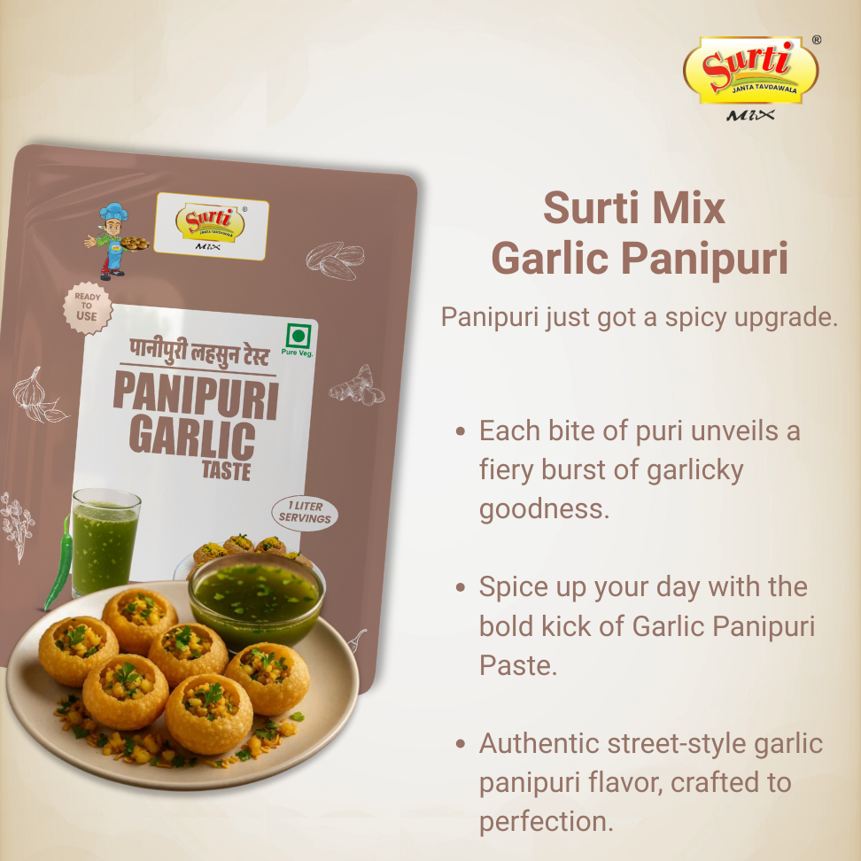 Surtimix PaniPuri | Gol Gappa Paste  | Puchka | Pakodi | Pani Patasha | Water Balls Paste Lasun| Garlic – पानी पूरी लहसुन गोलगप्पे – Spicy & Garlicky Street-Style Flavor |Pack Of 5|