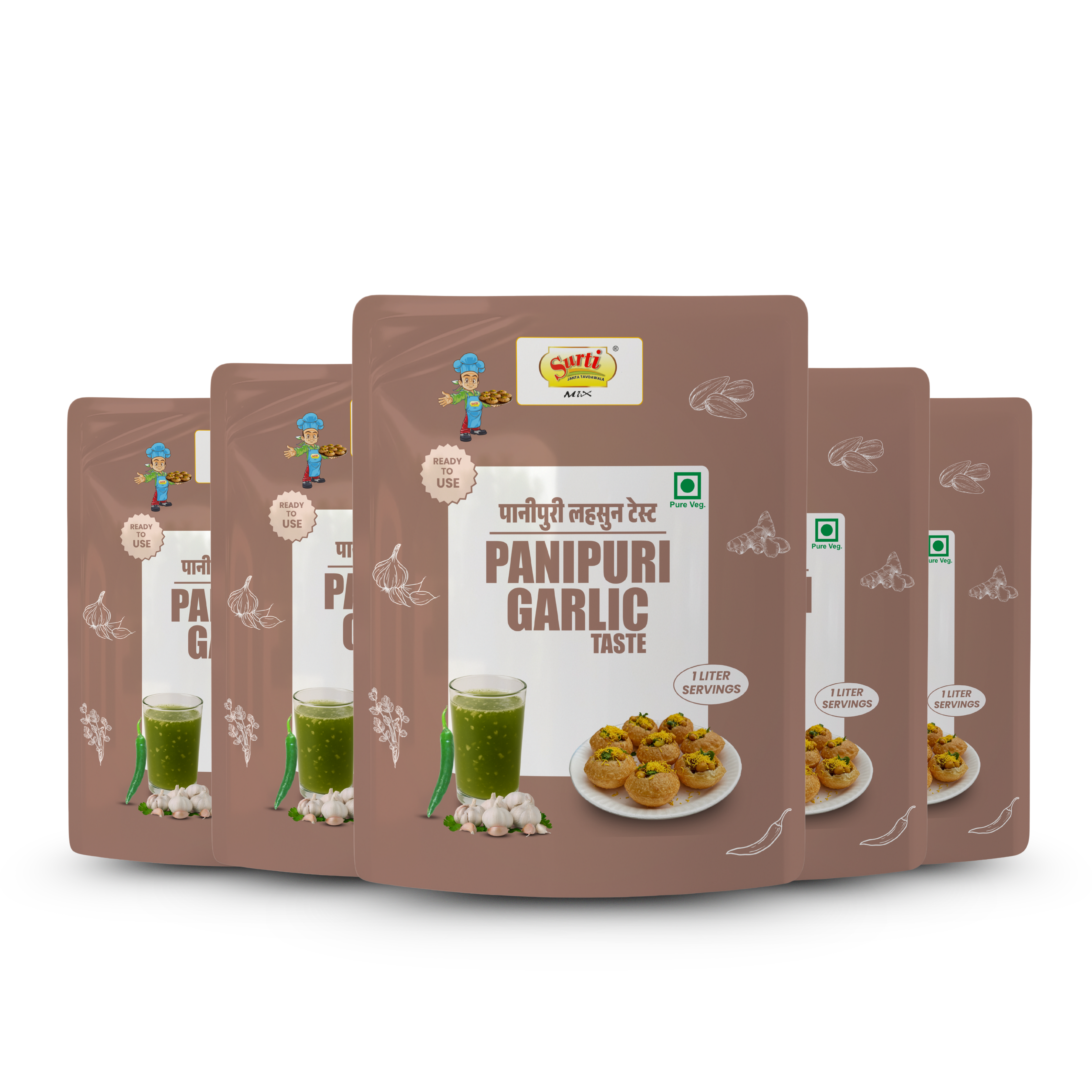 Surtimix PaniPuri | Gol Gappa Paste  | Puchka | Pakodi | Pani Patasha | Water Balls Paste Lasun| Garlic – पानी पूरी लहसुन गोलगप्पे – Spicy & Garlicky Street-Style Flavor |Pack Of 5|