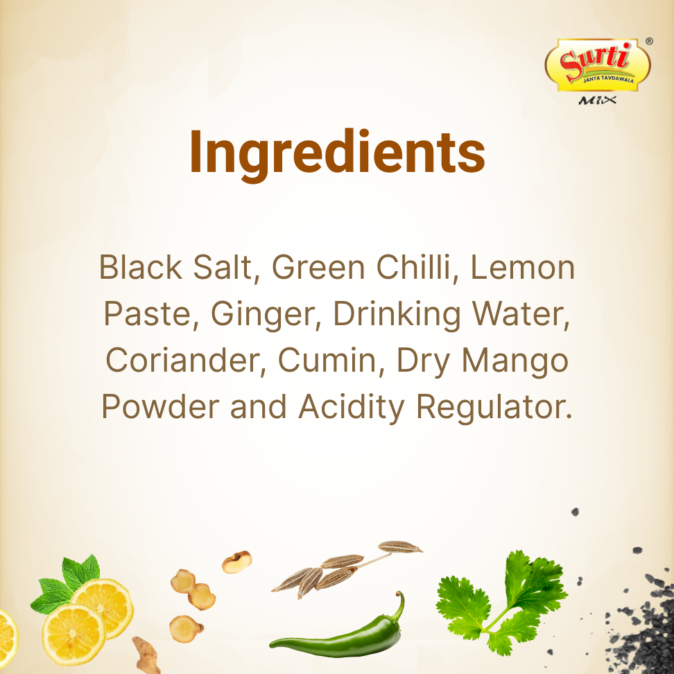 Surtimix PaniPuri | Gol Gappa Paste | Puchka | Pakodi | Pani Patasha | Water Balls Paste Ginger Limbu – सुरतीमिक्स पानीपुरी गोलगप्पे अदरक नींबू – Tangy & Refreshing Lemon-Flavored Pani Mix |Pack Of 5|