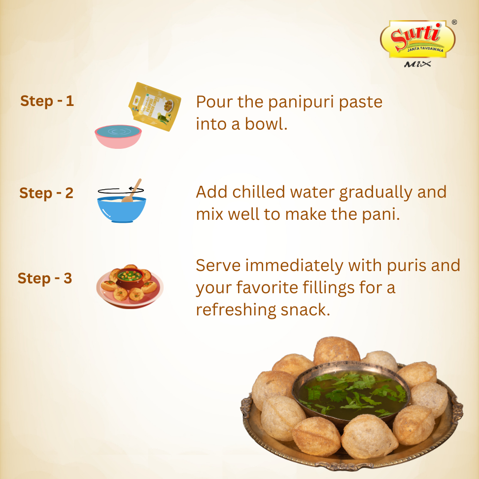 Surtimix PaniPuri | Gol Gappa Paste | Puchka | Pakodi | Pani Patasha | Water Balls Paste Ginger Limbu – सुरतीमिक्स पानीपुरी गोलगप्पे अदरक नींबू – Tangy & Refreshing Lemon-Flavored Pani Mix |Pack Of 5|