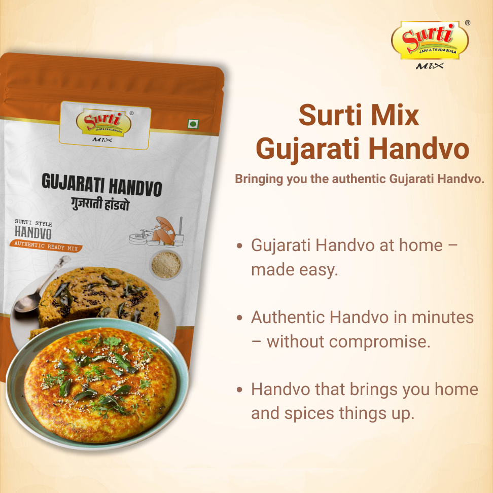 Surtimix Handvo Aata – હાંડવો આટા – પરંપરાગત ગુજરાતી સેવરી મિક્સ, 200 ગ્રામ (3 પેક) | 500 ગ્રામ (3 પેક) | 1 કિલો (1 પેક)
