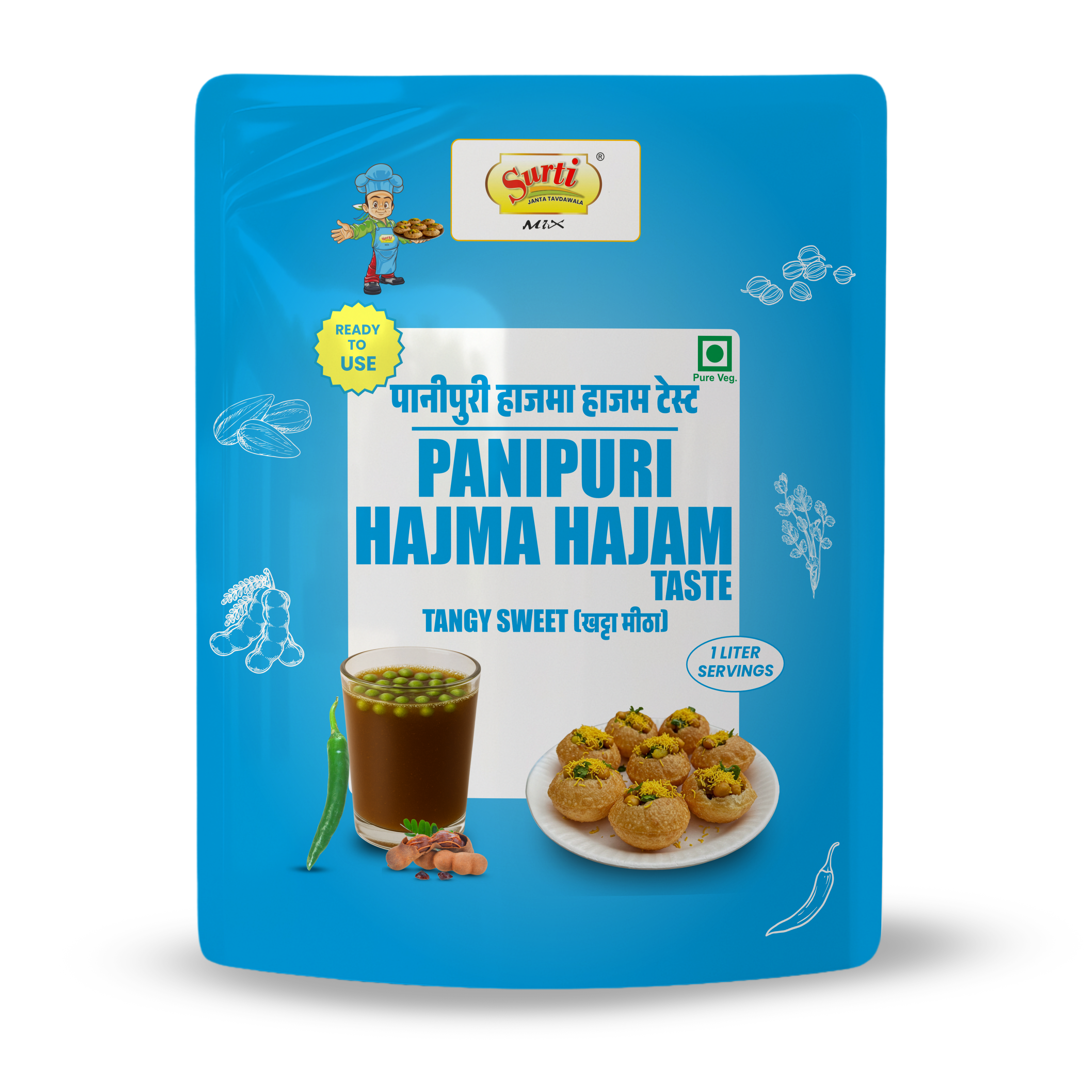 Surtimix Haajma Hajam PaniPuri | Gol Gappa Paste  | Puchka | Pakodi | Pani Patasha | Water Balls Paste  – हाजमा हजम पानी पूरी गोलगप्पे – No Onion, No Garlic – A Tangy & Digestive Delight