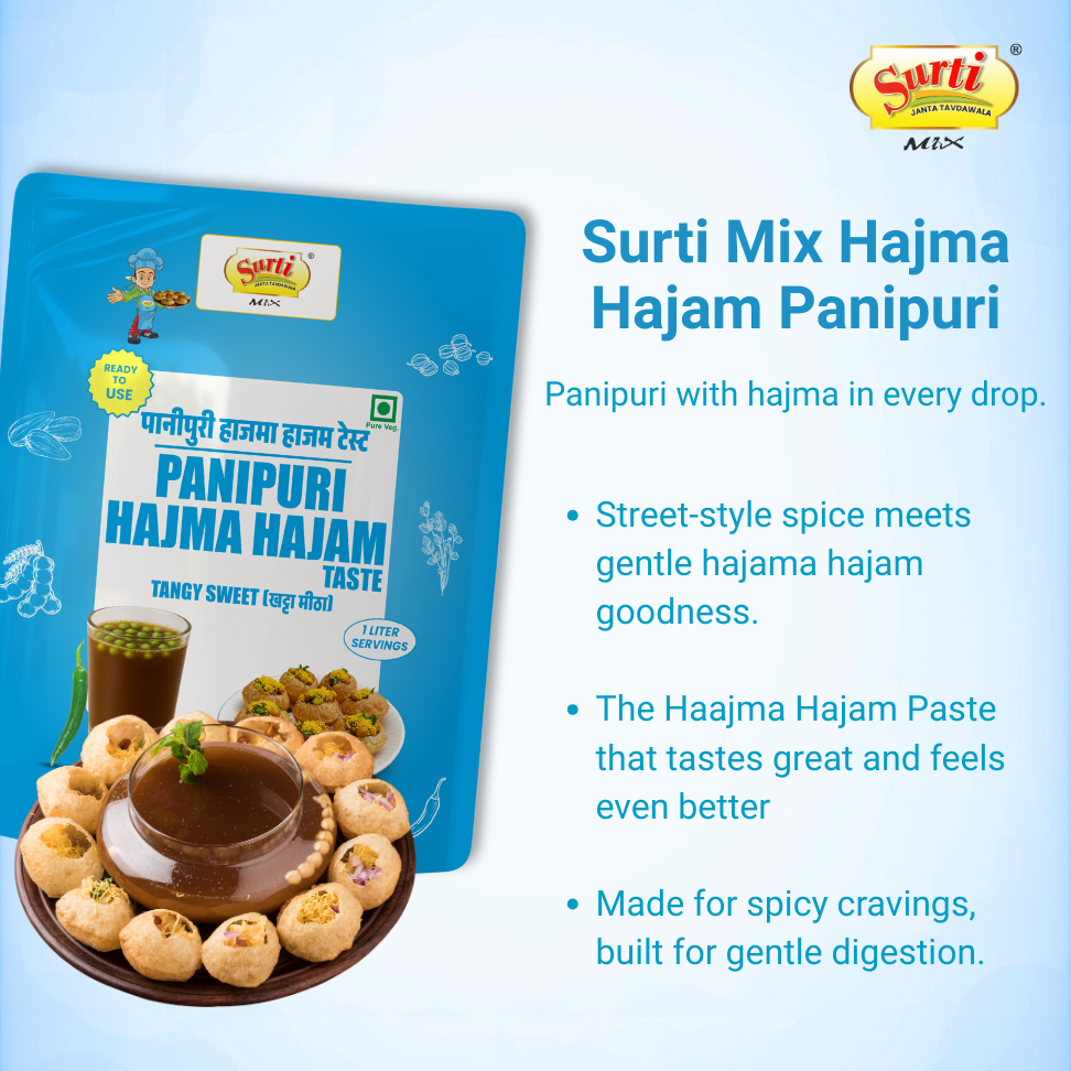 Surtimix Mini khata Mitha Haajma Hajam Pani Puri Golgappa  Paste  – खट्टा मीठा हाजमा हजम पानी पुरी गोलगप्पा – No Onion, No Garlic – A Tangy & Digestive Delight |Pack Of 5|