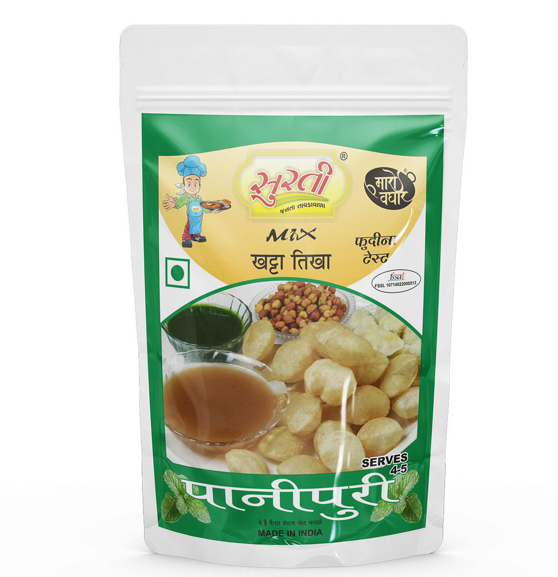 Surtimix Pani Puri Khatta Tikha – पानी पूरी खट्टा तीखा – Onion, No Garlic Spicy & Tangy Street-Style Flavor