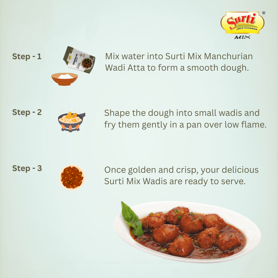 सुर्टिमिक्स मंचूरियन वडी आटा - मंचूरियन वडी आटा - भारतीय और चीनी स्वादों का मिश्रण