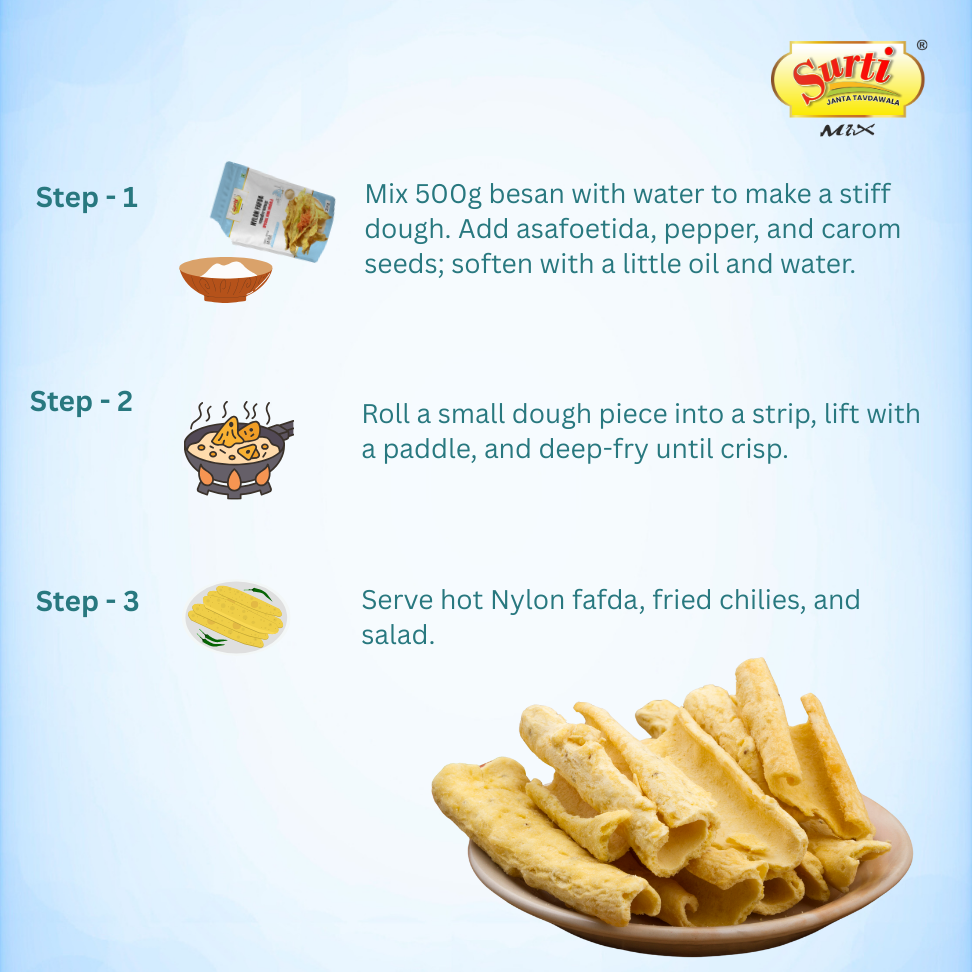 सुर्टिमिक्स गुजराती नायलॉन फाफड़ा - गुजराती सोया फाफड़ा - कुरकुरा और प्रामाणिक गुजराती स्नैक