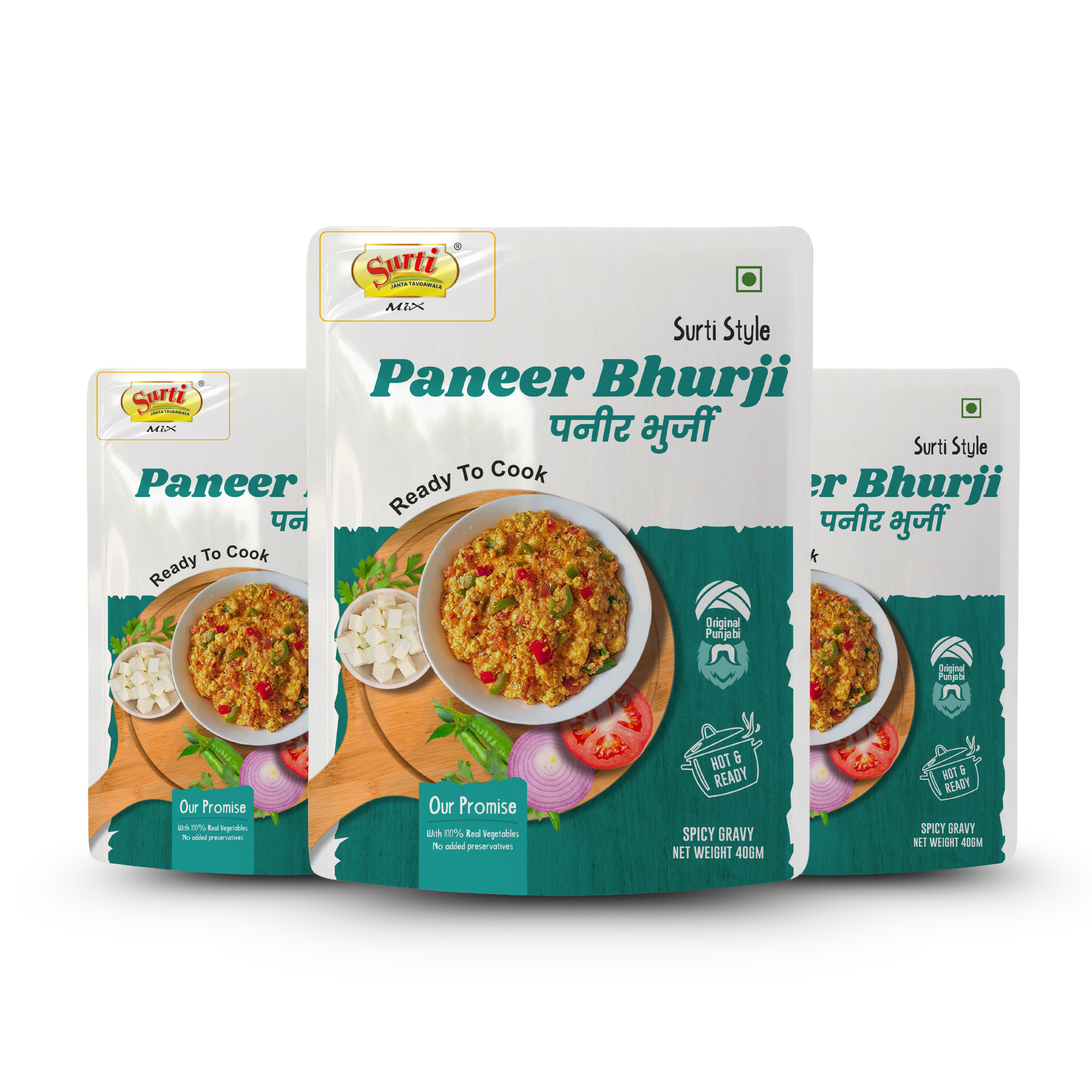 Surtimix Paneer Bhurji Punjabi sabji Gravy Masala – पनीर भुर्जी पंजाबी सब्जी  ग्रेवी मसाला – Spicy & Flavorful North Indian Blend |Pack Of 3|