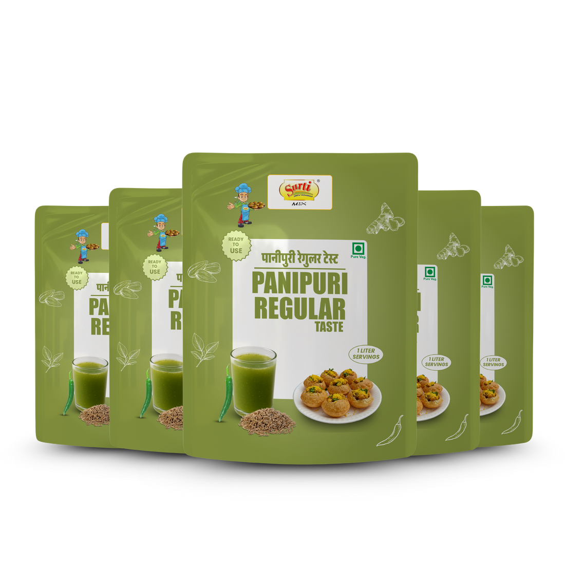 Surtimix PaniPuri | Gol Gappa Paste | Puchka | Pakodi | Pani Patasha | Water Balls Paste Regular – पानी पूरी गोलगप्पे रेगुलर – Classic & Crunchy Street-Style Snack  |Pack Of 5|