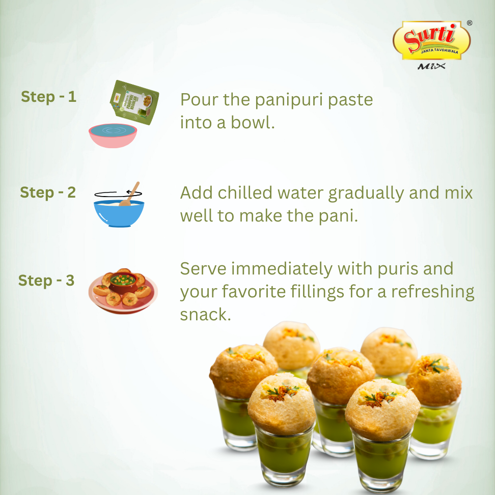 Surtimix PaniPuri | Gol Gappa Paste | Puchka | Pakodi | Pani Patasha | Water Balls Paste Regular – पानी पूरी गोलगप्पे रेगुलर – Classic & Crunchy Street-Style Snack  |Pack Of 5|