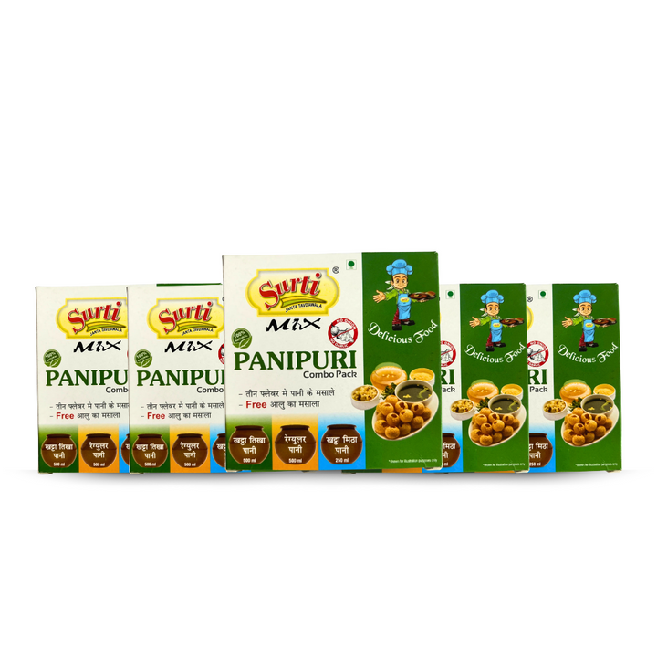 Surtimix PaniPuri | Gol Gappa Paste  | Puchka | Pakodi | Pani Patasha | Water Balls Paste Regular Combo – पानीपुरी गोलगप्पे रेगुलर कॉम्बो – Tasty & Flavorful Pani Mix  |Pack Of 5|