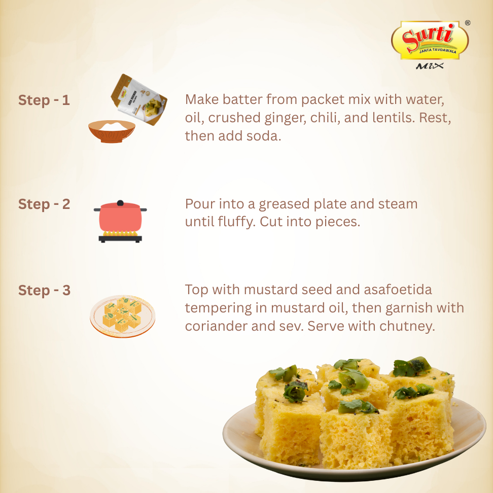 सुर्टिमिक्स सादा खमन आटा - सादा खमन आटा - नरम और स्पंजी गुजराती स्नैक मिक्स
