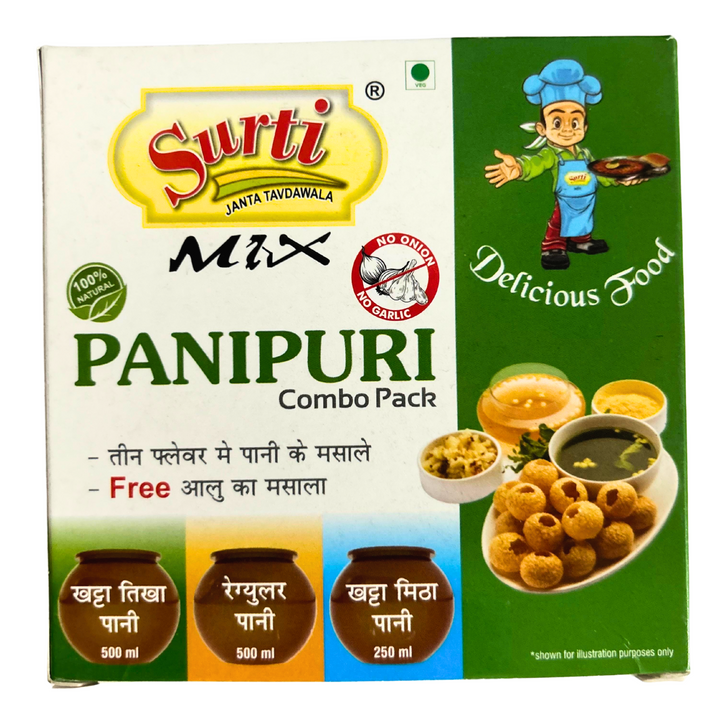 Surtimix Pani Puri Regular Combo – पानीपुरी रेगुलर कॉम्बो – Crispy Puris & Flavorful Pani Mix