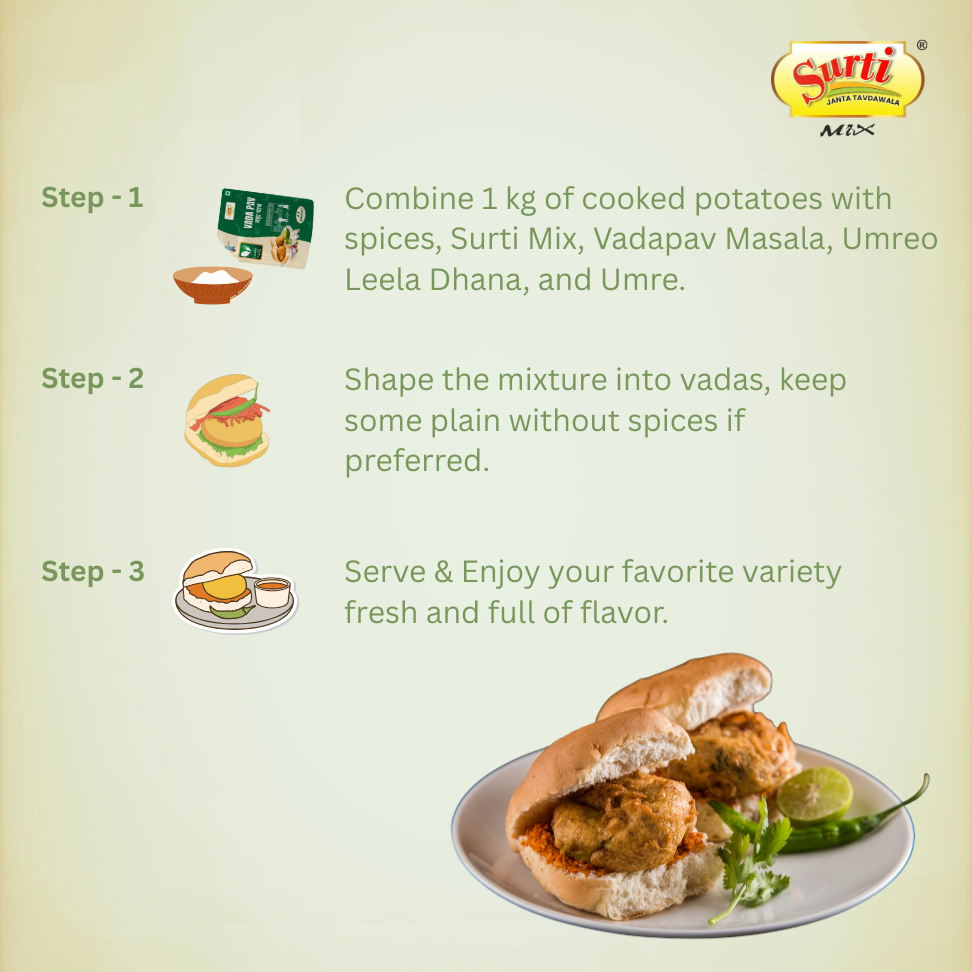 Surtimix Vada Pav Masala – वडा पाव मसाला – Spicy & Flavorful Street-Style Blend |Pack Of 3|