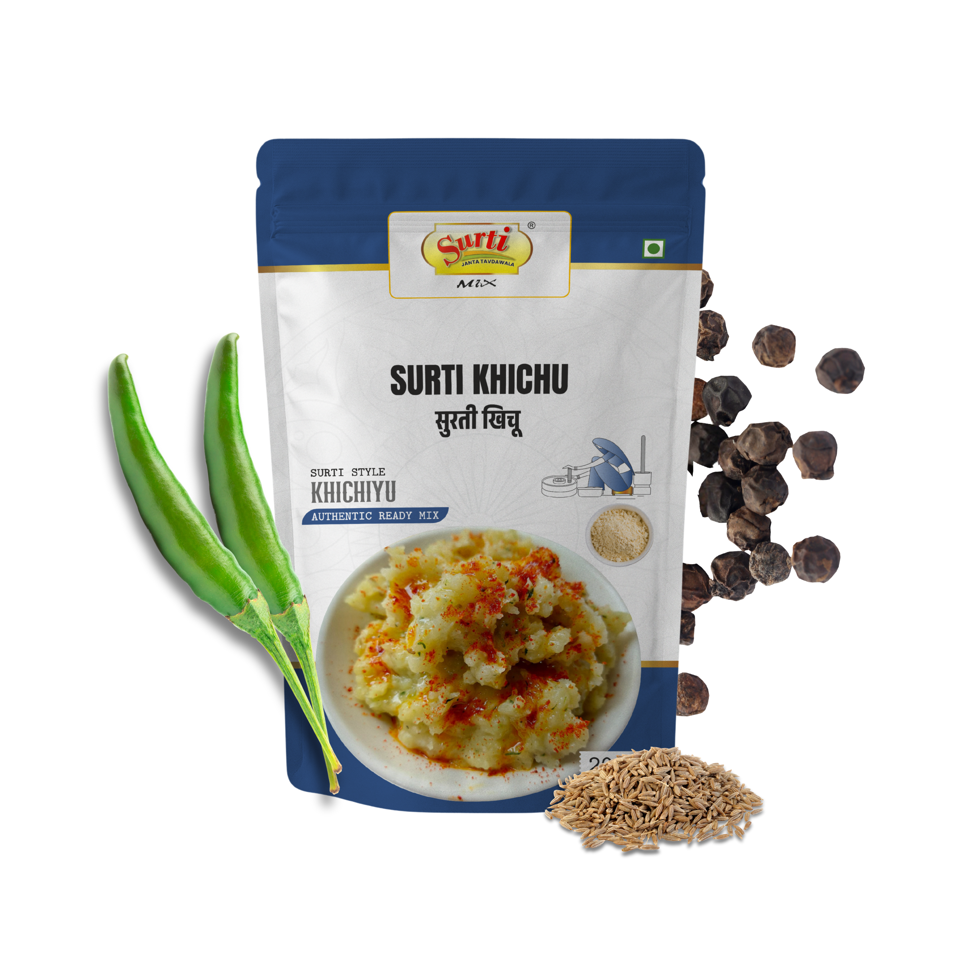 Surtimix Gujarati Khichu Atta-गुजराती खिचु आटा- Soft & Fluffy Steamed Snack Pack of 3
